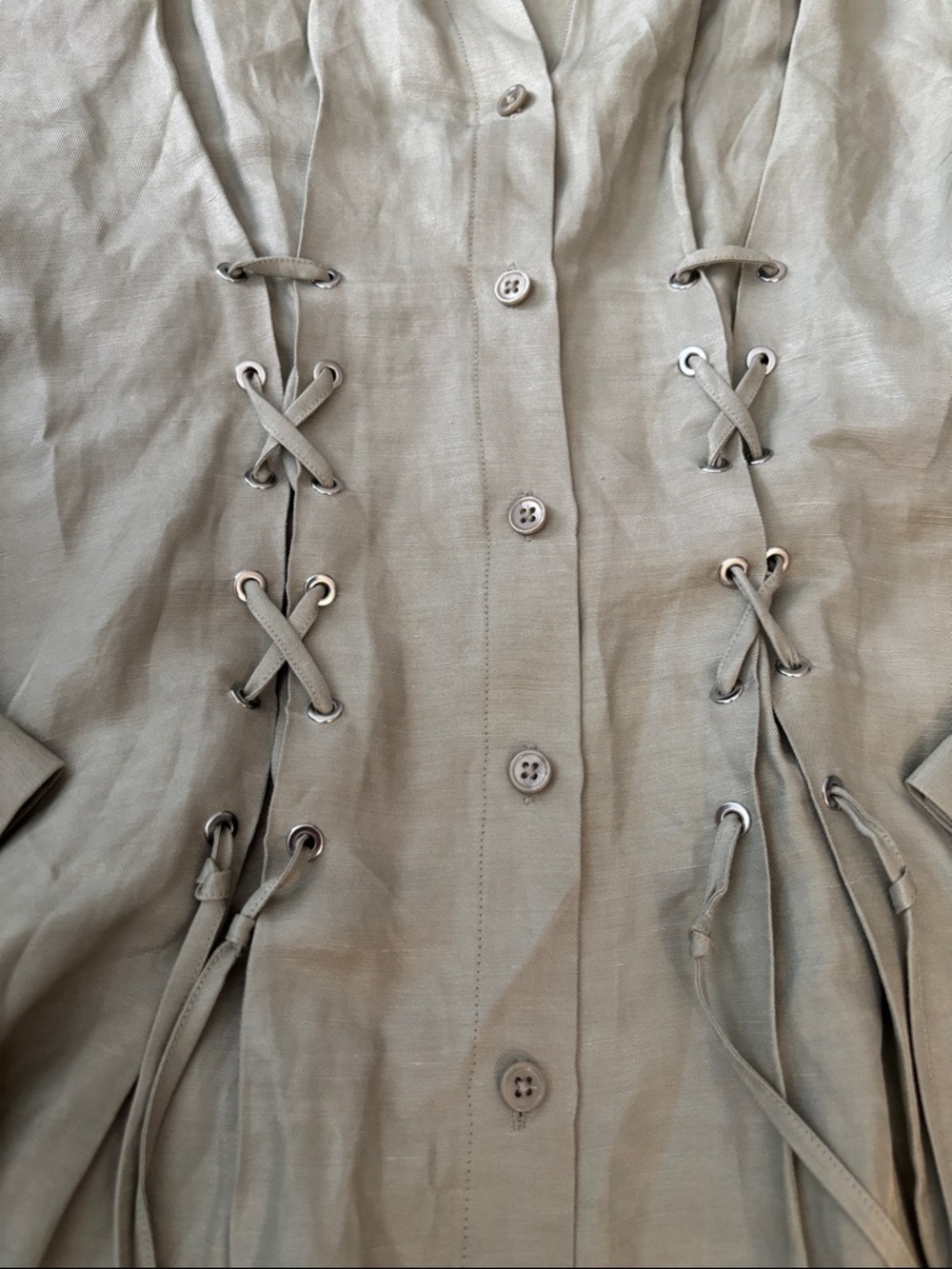 The Kooples Olive Green Lace-Up Mini Dress - Picture 5 of 9